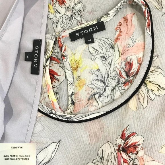 STORM silk chiffon dress with lilac slip s14 - Picture 4 of 4